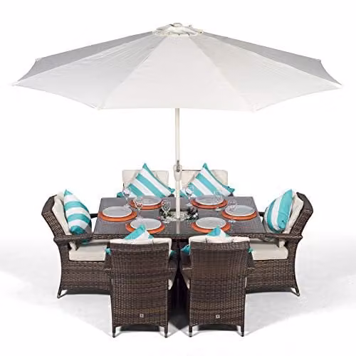 Giardino Arizona Rattan Garden Dining Set in Brown and Grey with W/D/H: 150 x 100 x 74 cm