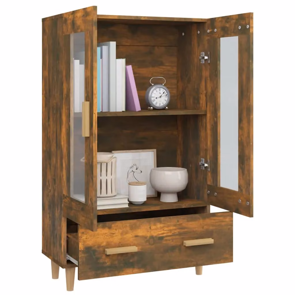 Berkfield Home Smoked Oak Highboard in Brown, W/D/H: 70 x 31 x 115 cm – 3