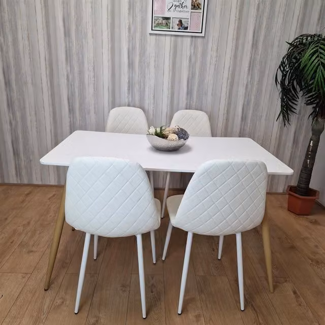 Kosy Koala Modern Rectangular Dining Table Set with 4 Chairs in White and Brown