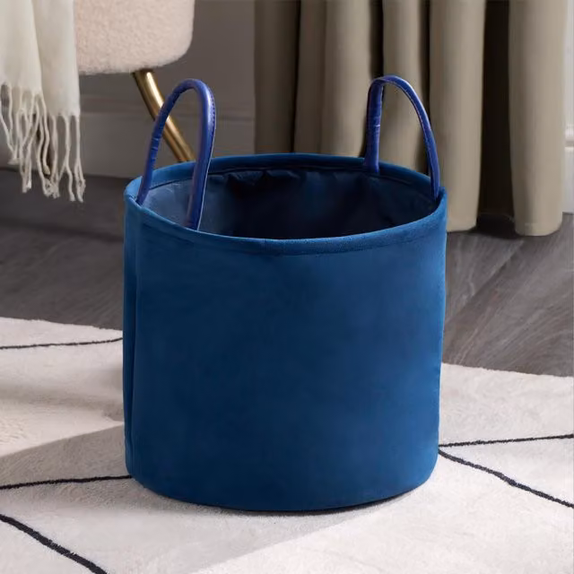 OHS Blue Fabric Velvet Storage Basket