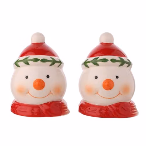 Widdop and Co Santa and Friends Christmas Salt and Pepper Shakers, Red and Multicolour Ceramic Snowman Design