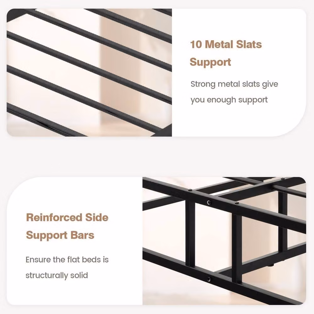 Costway King Size Metal Platform Bed Frame with Underbed Storage in Black, 180 x 200 cm – 5