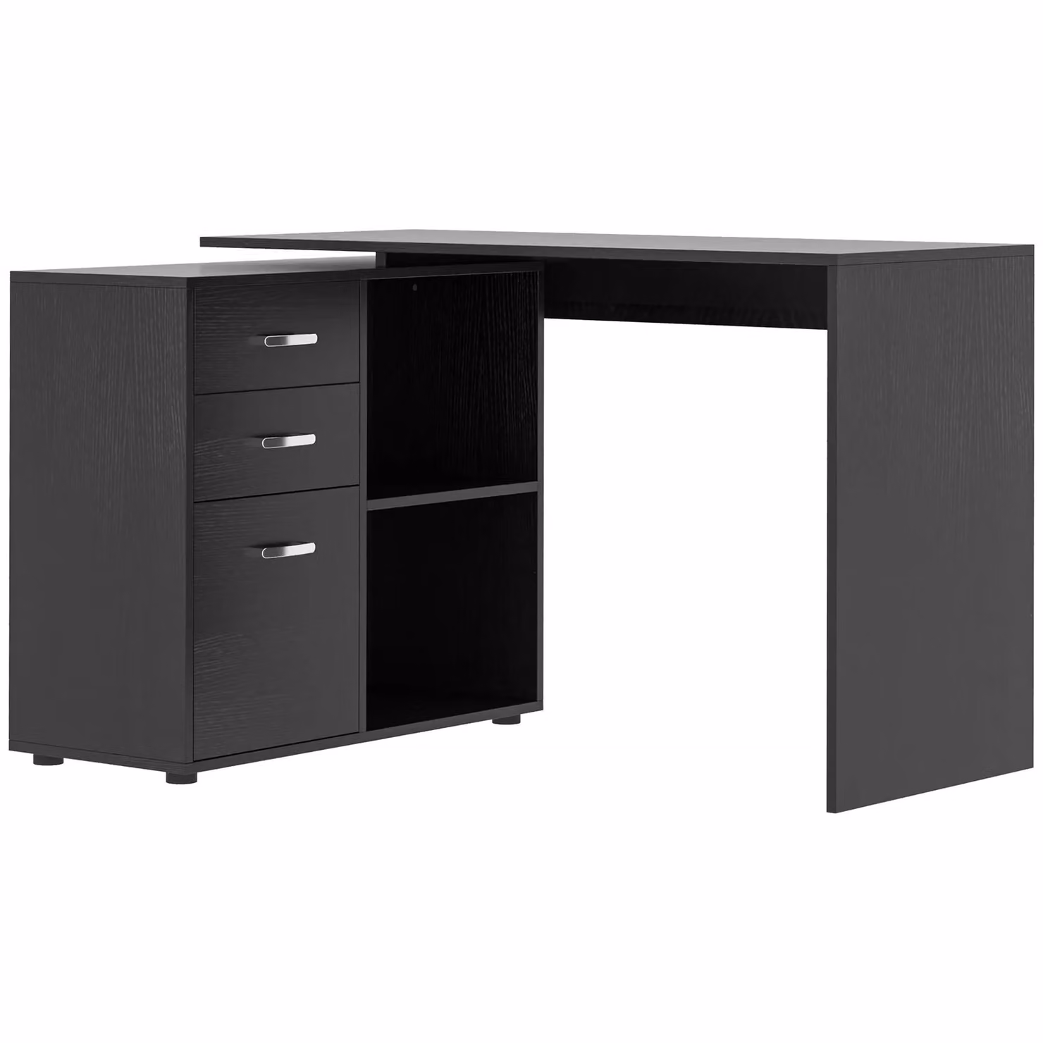 HOMCOM L-Shaped Corner Computer Desk Workstation in Black – 2