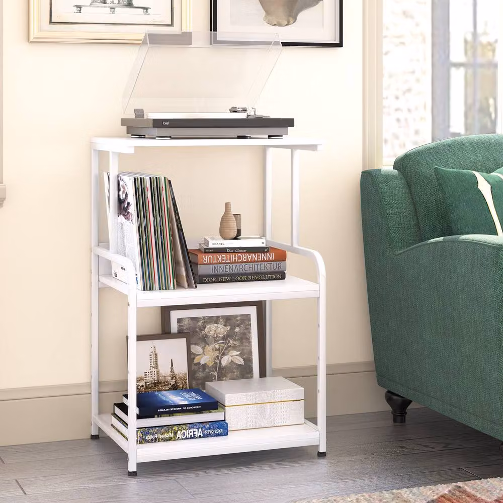 Huhote 3-Tier Rolling Printer Stand with Adjustable Shelves in White – 3