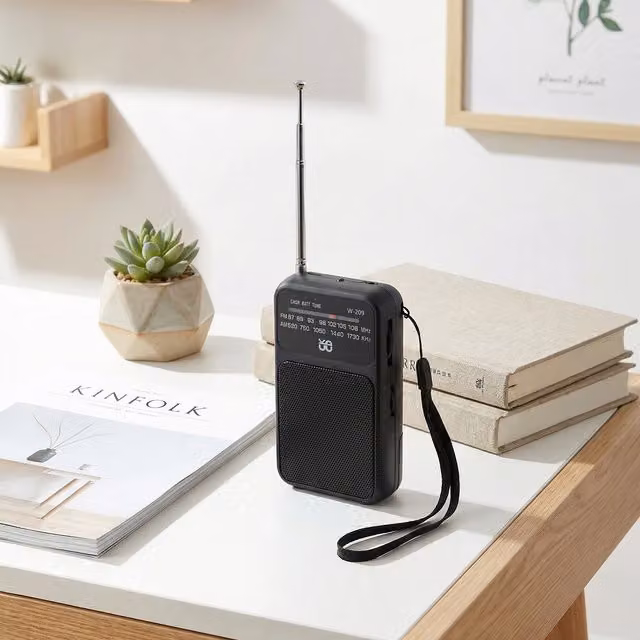 Living Star Portable AM/FM Pointer Radio with Speaker and 3.5 mm Headphone Jack, Black