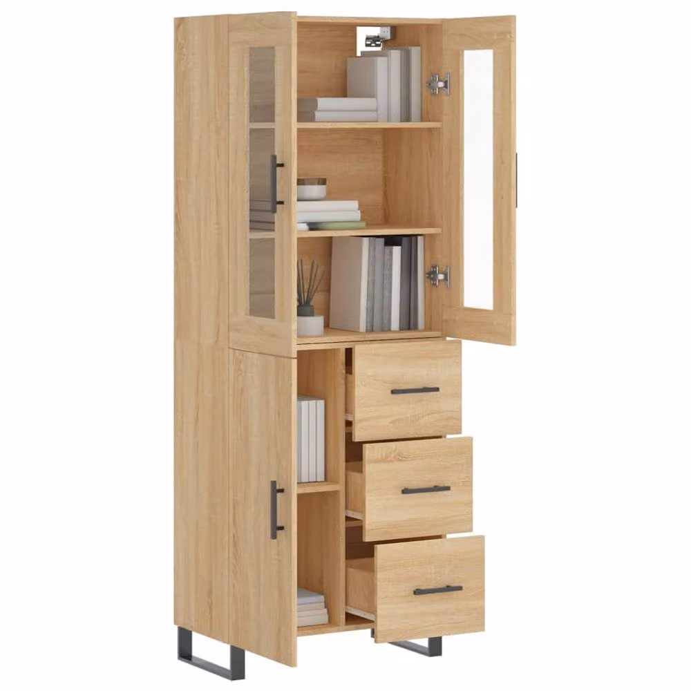 Berkfield Home Sonoma Oak Highboard in Light Brown, W/D/H: 69.5 x 34 x 180 cm – 3