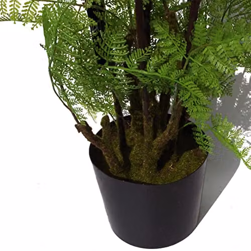 Leaf Design UK Artificial Moss Base Fern Foliage Plant with Copper Metal Planter in Green, H 150 cm x W 60 cm x D 60 cm – 2