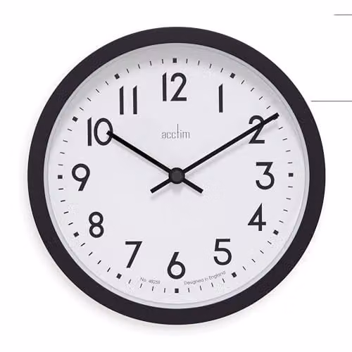 Acctim Elstow Retro Style Quartz Analog Wall Clock in Grey and Black, Diameter: 20 cm – 1