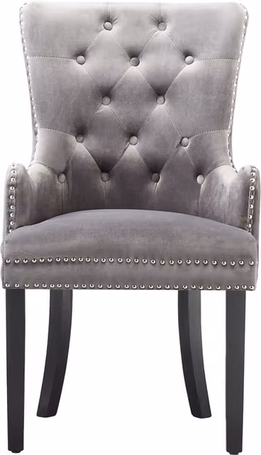 Life Interiors Windsor Velvet Dining Chair with Armrests in Dark Grey