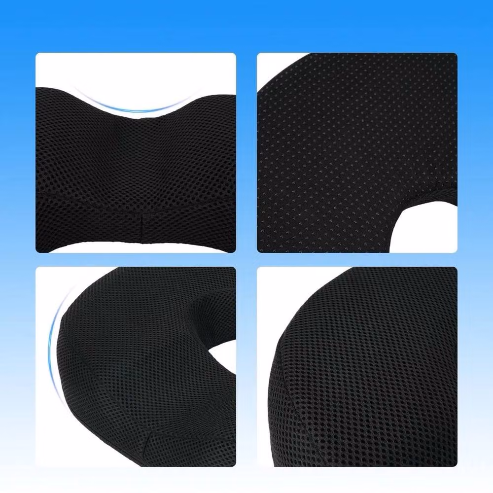 VOGREX Black Memory Foam Contoured Donut Seat Pad for Coccyx Pain Relief – 4