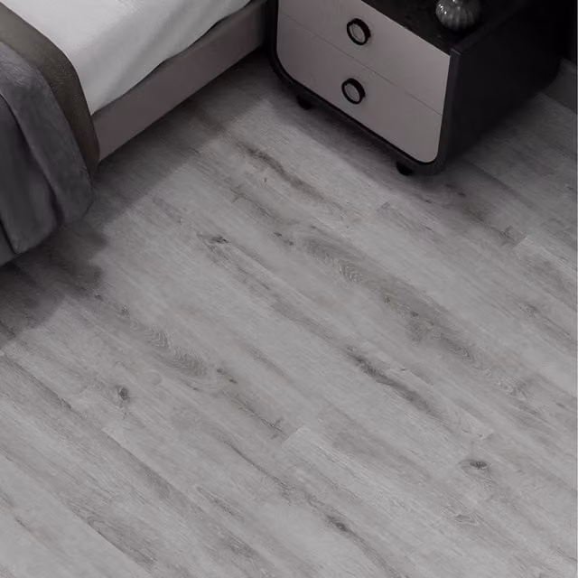 FloorLabs Silver Grey Oak Effect Wood Look Laminate Flooring Plank with Click System