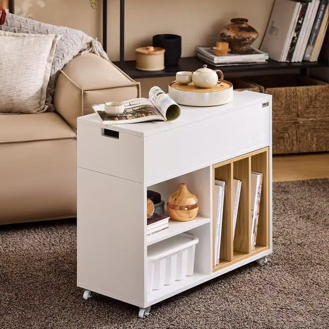 SoBuy Quinshon 1 Drawer File Cabinet in White with Castors