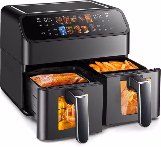 VOGREX 12L Dual Zone Air Fryer in Black