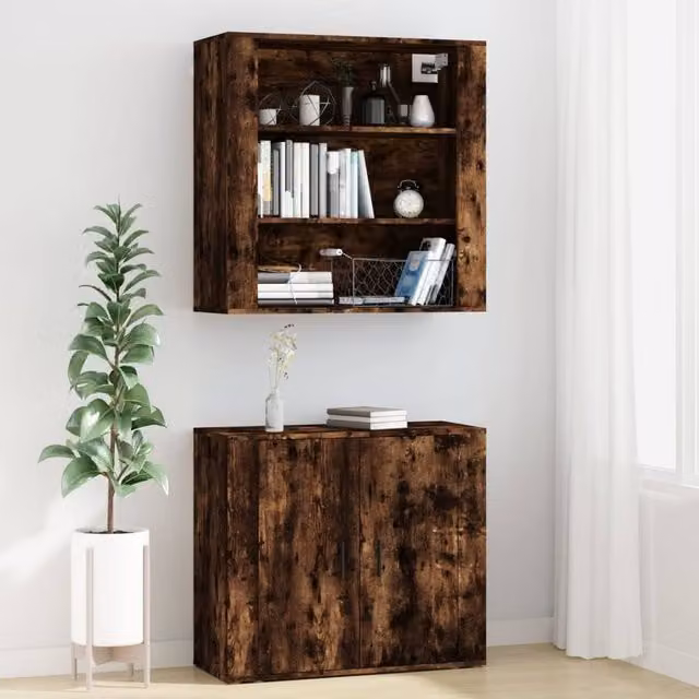 Berkfield Home Smoked Oak Highboard in Brown, W/D/H: 70.0 x 33.0 x 33.0 cm – 1