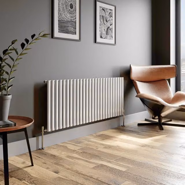 Temprazo Vertical Oval Tube Single Panel Designer Radiator in White, H: 180 cm, W: 48 cm