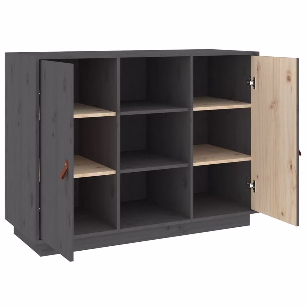 Berkfield Home Grey Rustic Solid Wood Pine Sideboard W/D/H: 100 x 40 x 75 cm – 3