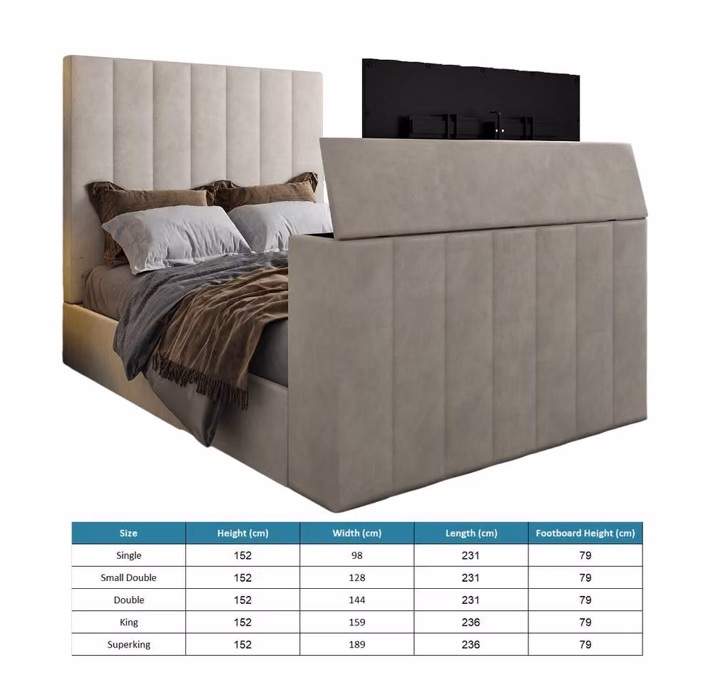 KDMD Ardingly Upholstered Soft Velvet Bed Frame in Light Sand, Single, W: 90 cm x L: 190 cm – 4