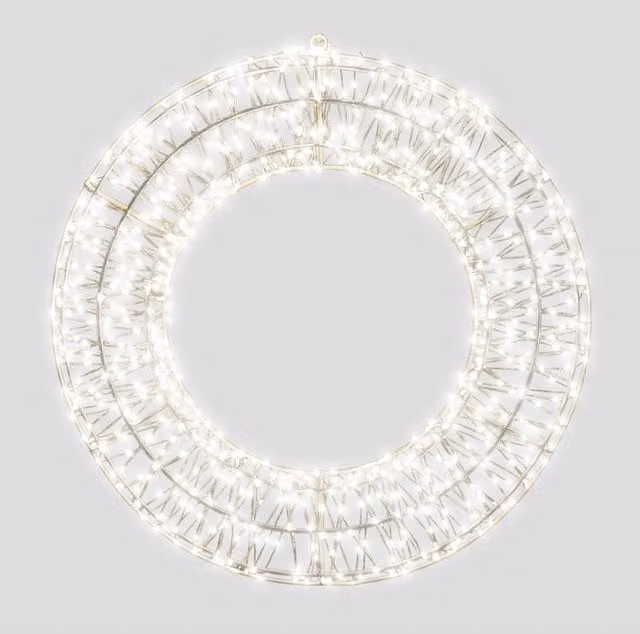 Pegdev Christmas Pre-Lit Micro LED Wreath with Timer, Cool White, 1200 LEDs, W: 70 cm, D: 9 cm – 1