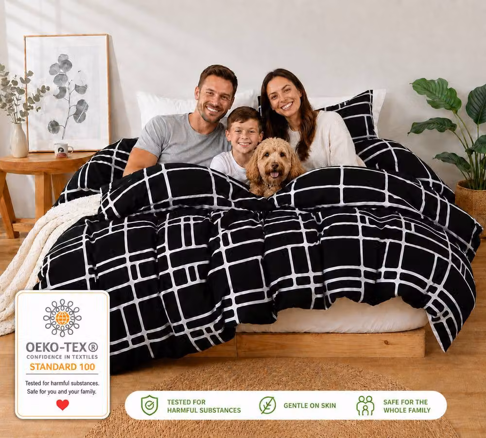 Grace Premium Microfibre Duvet Cover Set in Black, Super King, 200 x 200 cm – 3