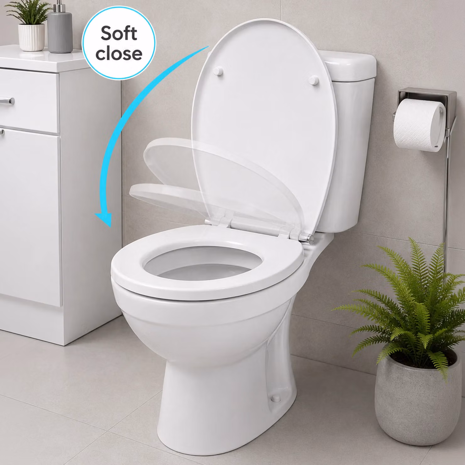 Showerdrape Prima White Oval Soft Close and Quick Release Plastic Toilet Seat – 2