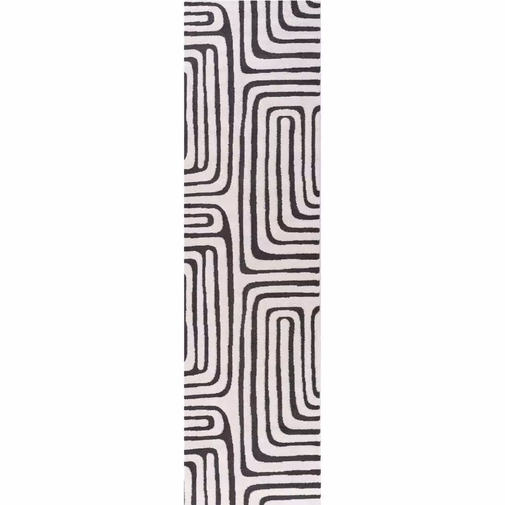 THE RUGS Loft Curved Line Soft Pile Area Rug, Dark Grey, W: 80 cm, L: 150 cm – 7
