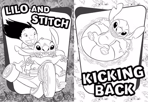 Disney Stitch 2-in-1 Activity Pack with Colouring Book, Activity Book, 4 Colouring Pens and Stickers, Multicolour – 2