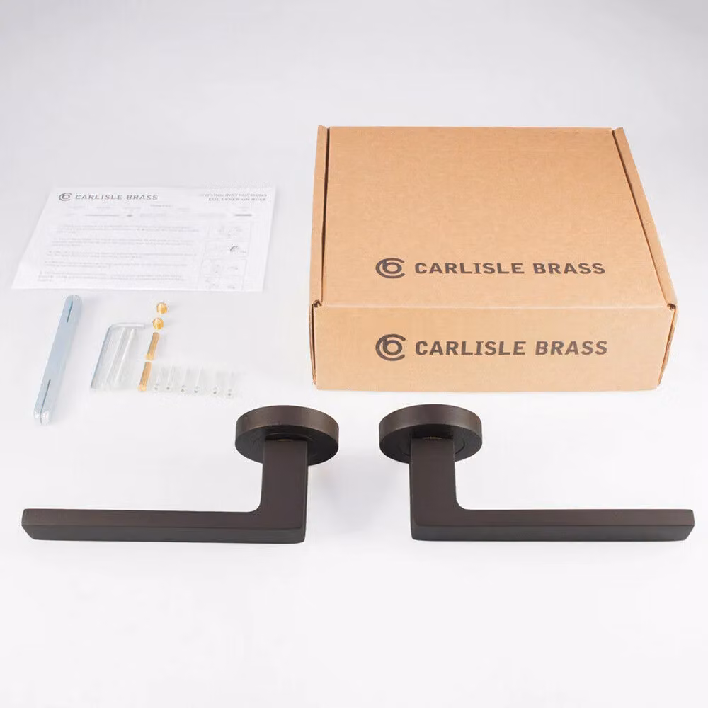 Loops Pair of Straight Square Handle on Round Rose Concealed Fix Matt Bronze Finish – 2