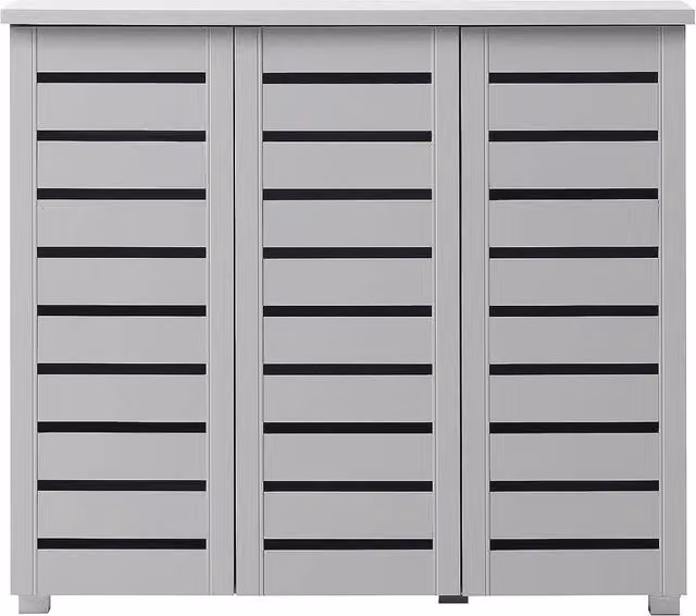 FORGEVIO Modern Grey Shoe Storage Cabinet with Hinged Doors and Internal Shelves – 1