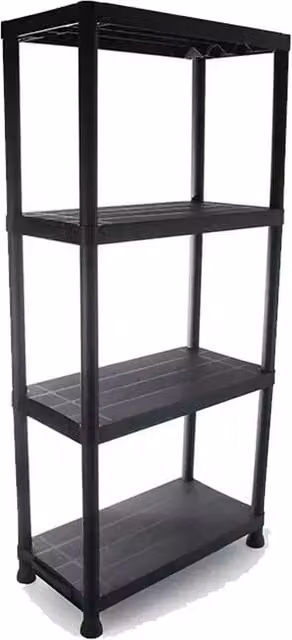 PAWNORA 4 Tier Plastic Storage Shelving in Black