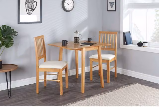 Birlea Drop Leaf Square Dining Set with 2 Chairs in Brown Oak Finish