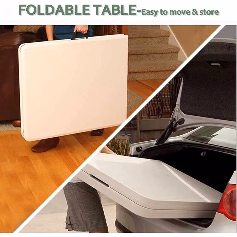 FLAVORA White 6ft Trestle Folding Table for Indoor and Outdoor Use – 4