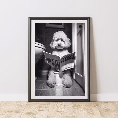 60 Second Makeover Poodle On The Toilet Multicolour Paper Poster, A3