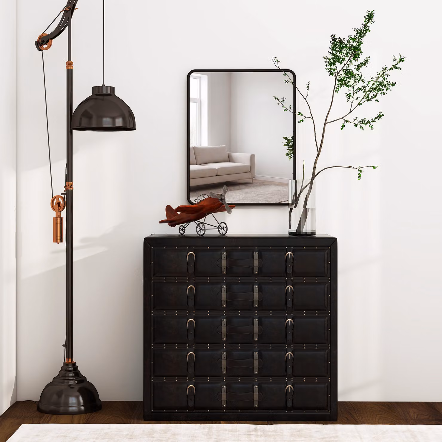 HOMCOM Modern Rectangular Wall Mirror with HD Glass in Black – 5