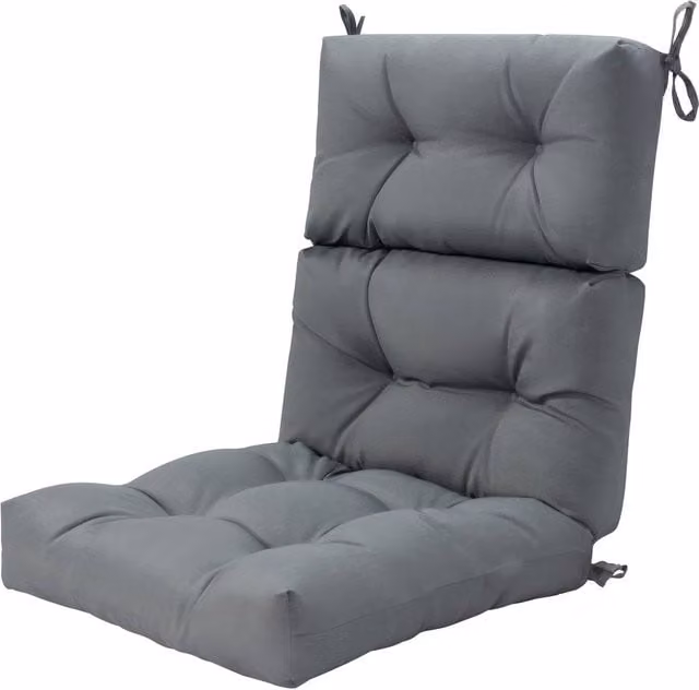 Gymax High Back Patio Chair Seat Pads with Non-slip Rope Belts in Grey – 1