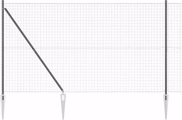 Berkfield Home Euro Fence with 7 Spike Posts, Galvanised Steel, Grey, W: 10 m, H: 1.5 m