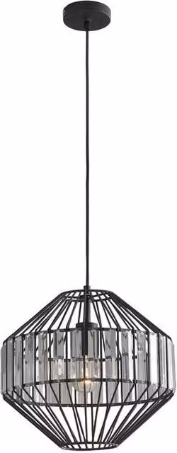 Netlighting OPIUM Black Wire Frame Cylinder Pendant Ceiling Light W/D/H: 3.5 x 3.5 x 36.4 cm