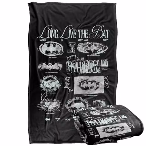 Warner Bros. Batman Grunge Logos Super Soft Fleece Throw Blanket, Multicolour, W: 91.44 cm, L: 147 cm – 1