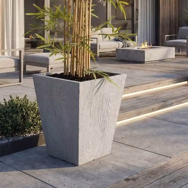 Wyld and Coco Grey Fibre Clay Square Planter W/D/H: 42 x 42 x 50 cm – 1
