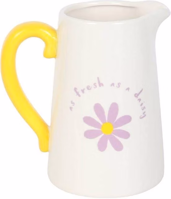 Something Different Fresh As A Daisy Flower Ceramic Jug in White, H 18.0 cm x W 17.2 cm x D 12.0 cm