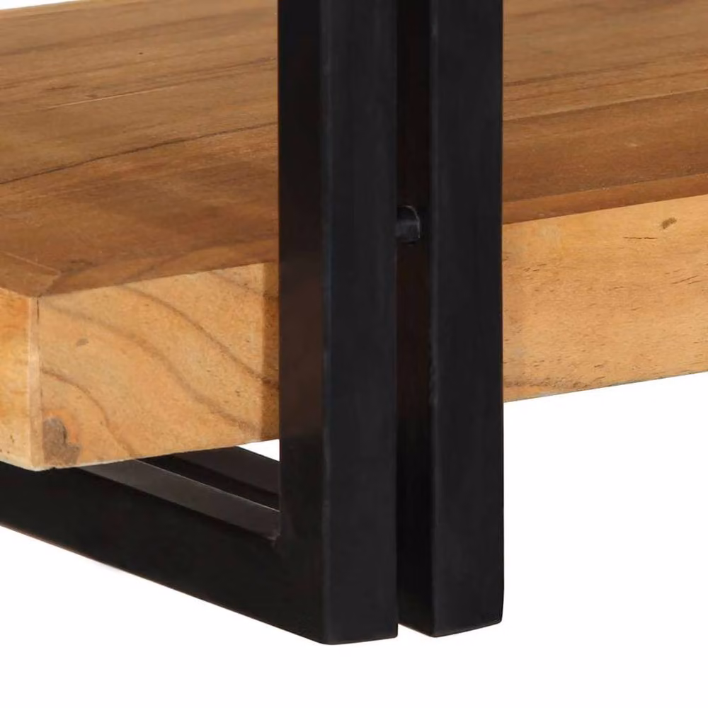 Berkfield Home Wall Mounted Industrial Acacia Wood Shelf in Brown, W/D/H: 90 x 33 x 45 cm – 6