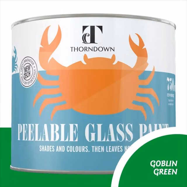 Thorndown Goblin Green Peelable Glass Paint, Satin Green, 11.5 cm