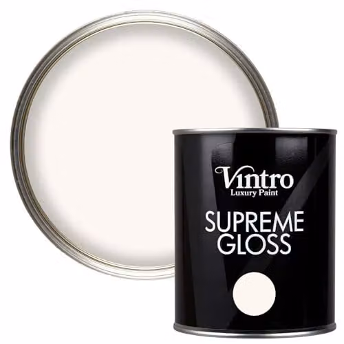 Vintro Water Based Gloss Paint for Wood and Walls, Creamy White Champagne Waltz, 1 Litre