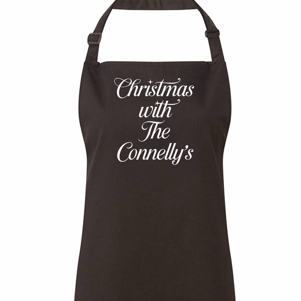 60 Second Makeover Personalised Christmas At The Any Name Apron in Black – 2