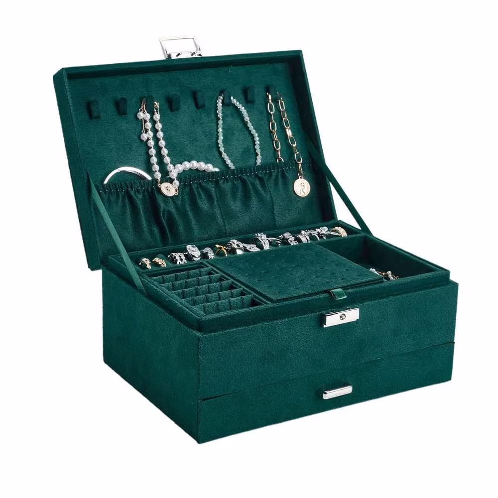 KORVIXA Portable Travel Jewellery Box Organiser in Green – 3
