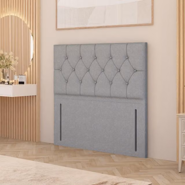 Somnior Beds Ltd Chesterfield Linen Fabric Floor Standing Upholstered Headboard in Sage Green