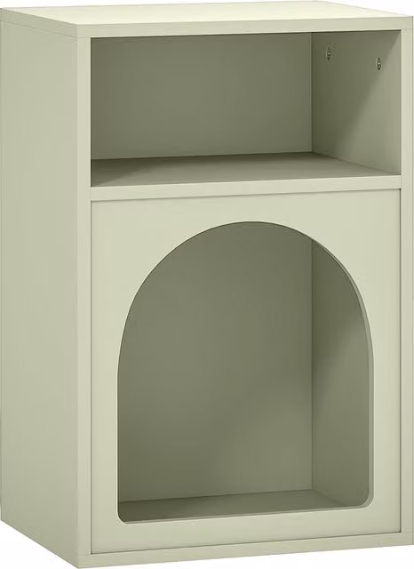 HOMCOM Modern Bedside Table with 2 Open Compartments and Integrated Lighting in Green – 1