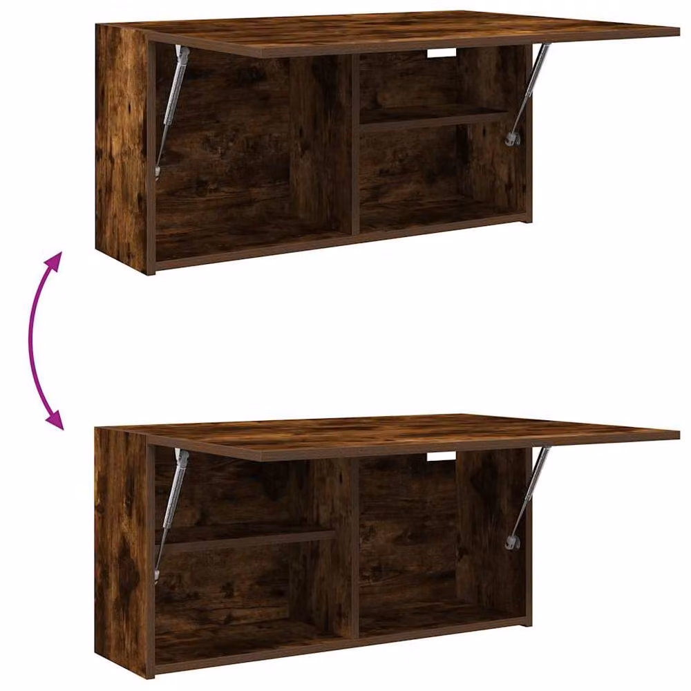 Berkfield Home Smoked Oak Decorative Bathroom Wall Cabinet, Brown, W: 80 cm, D: 25 cm, H: 40 cm – 6