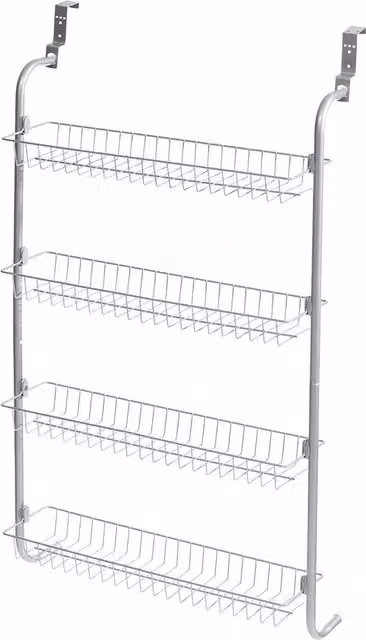 House Of Home 4 Tier Over Door Hanging Rack for Pantry and Storage Cupboard, Silver