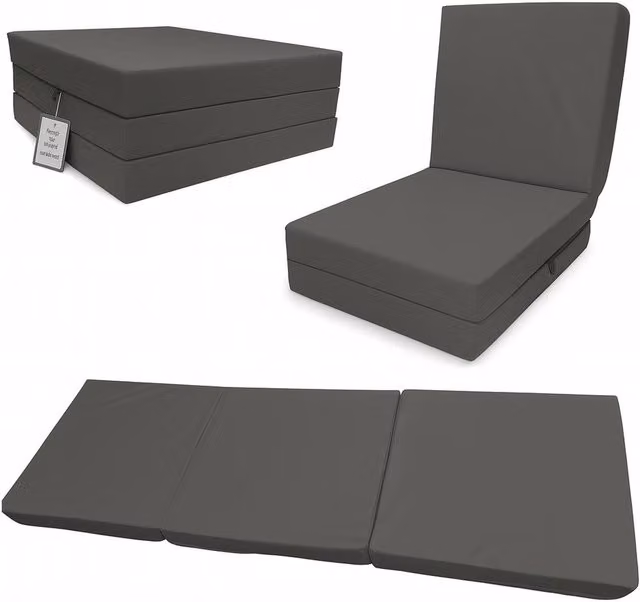 House Of Home Single Size Fold-Out Chair-Bed in Dark Grey