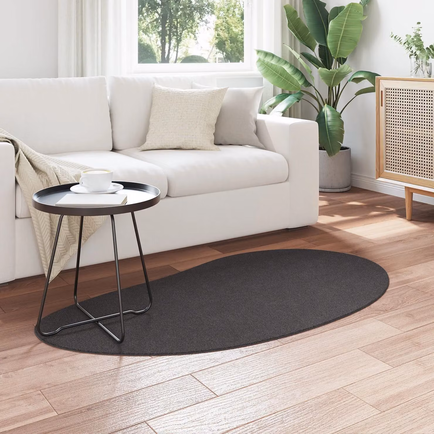 Berkfield Home Oval Area Rug in Anthracite and Multicolour, Polyester Non-Slip, W: 80 cm x L: 150 cm – 3